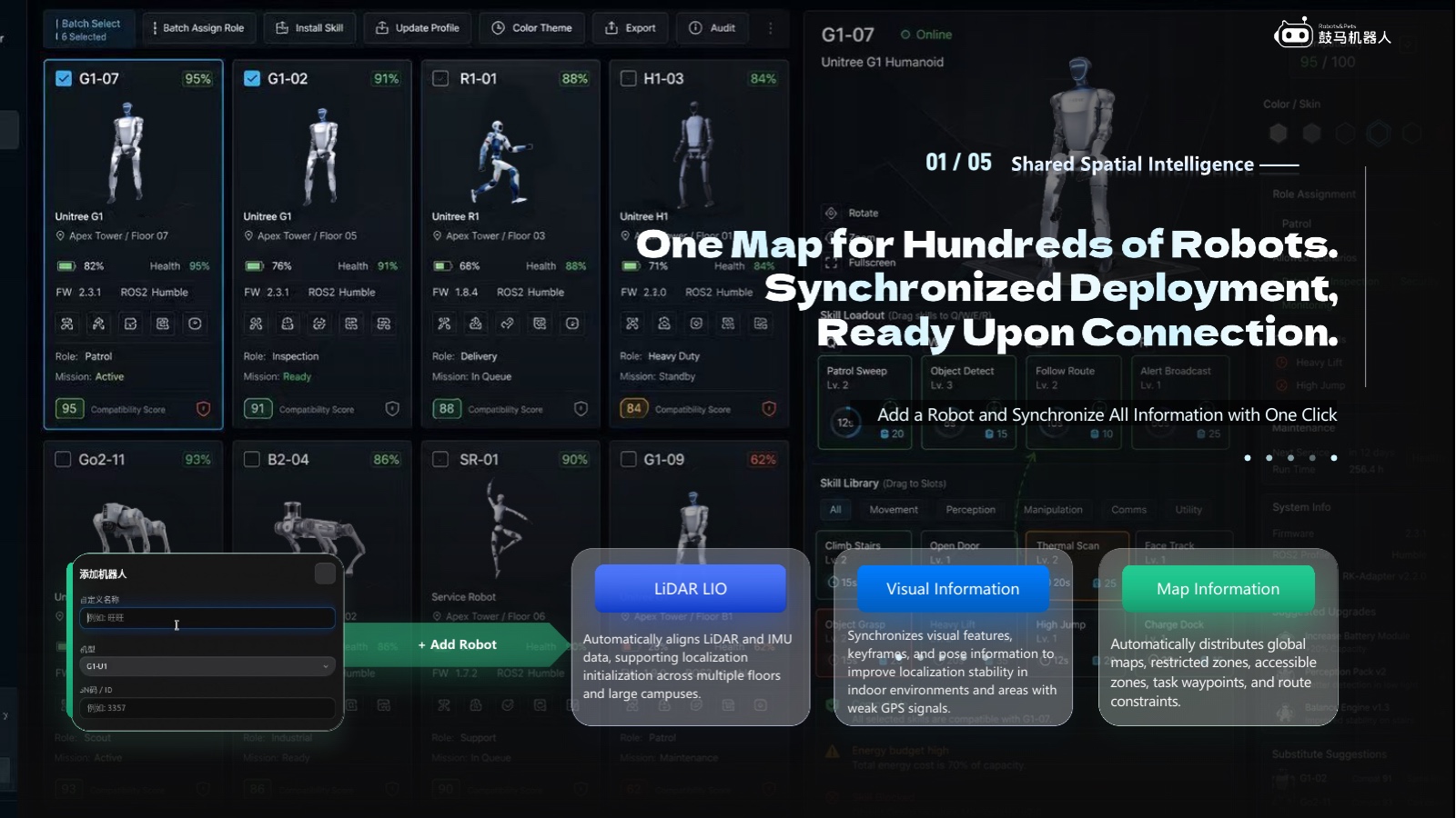 GUMA Robot Studio interface: One map for synchronized multi-robot deployment