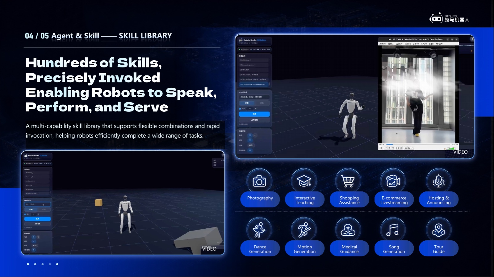 GUMA Robot Studio interface: A skill library for speaking, performing and service tasks
